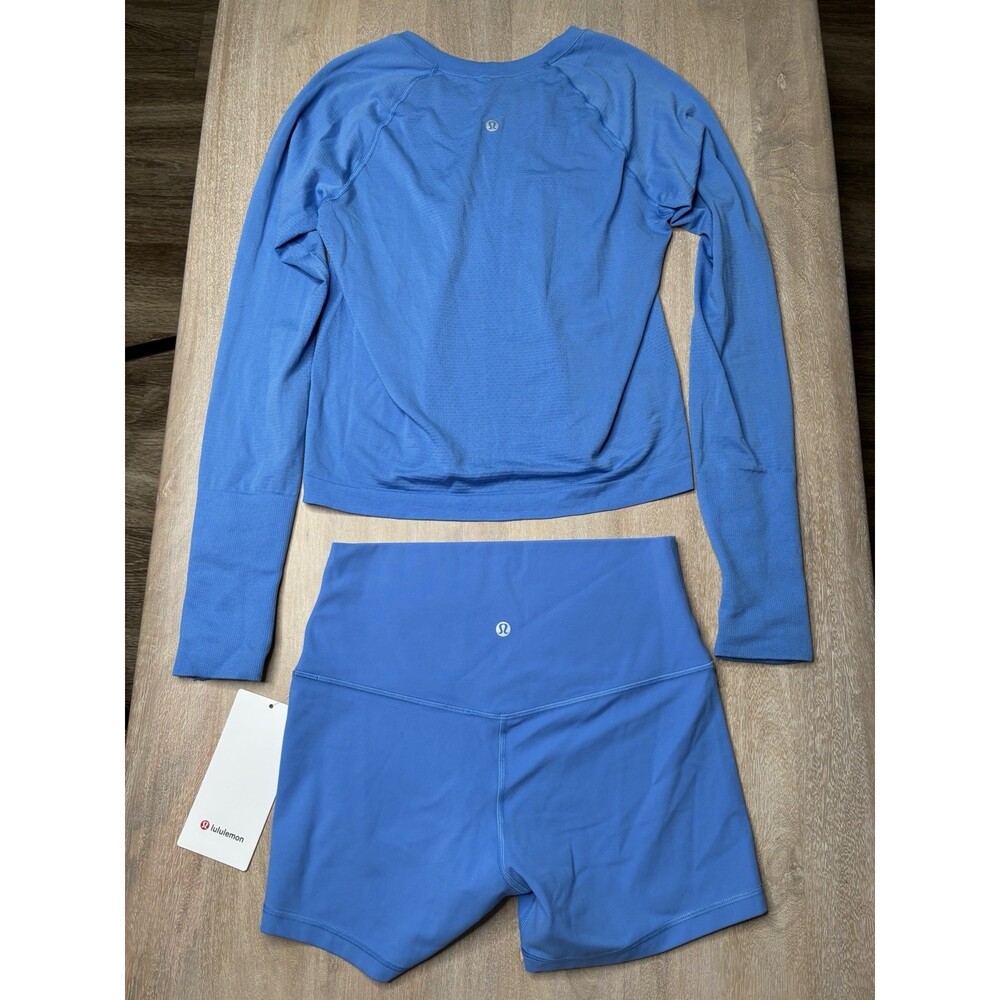 Lululemon NWT SET Align HR Short 4" AND Swiftly Tech LS 2.0 Waist Pool Party 6/8 - Picture 6 of 6